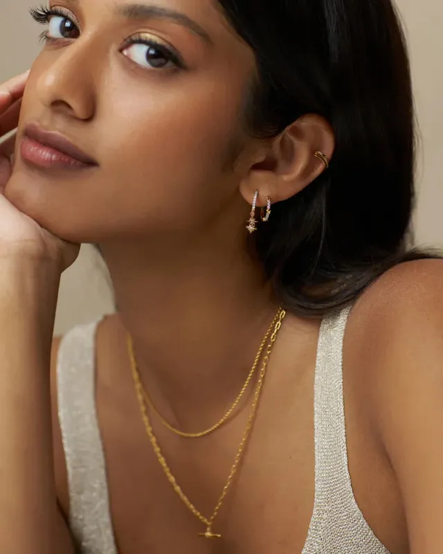 Orelia - Pave Starburst shaker Hoop Øredobber