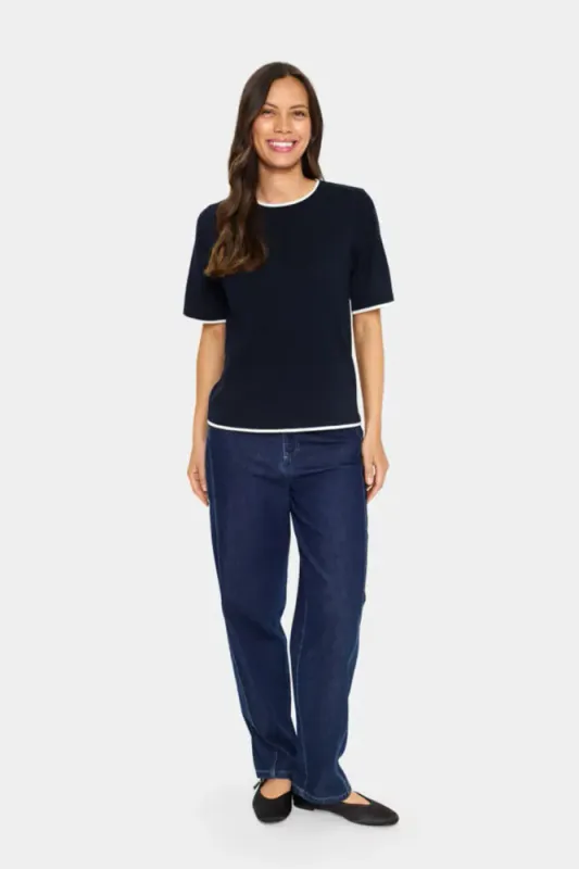 Saint Tropez - MilaSZ Contrast Stripe SS Pullover