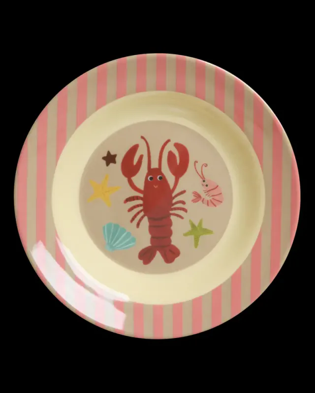 Rice - Barneskål meamin Ocean print coral