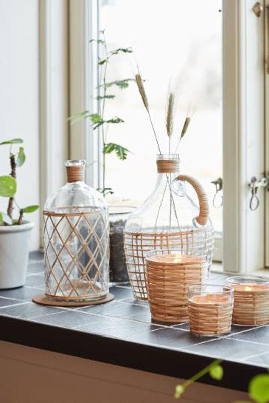 IB Laursen - Flaske glass m/rattanflett