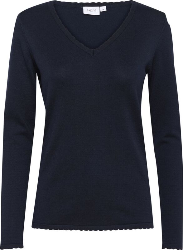 Saint Tropez - MilaSZ LS V-Neck Pullover Navy