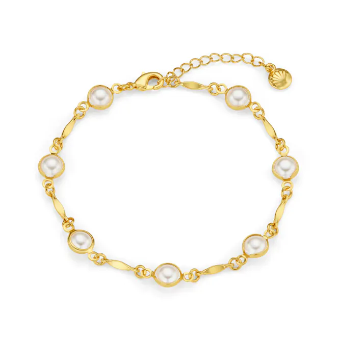 Hovedbilde Orelia - Pearl & Bar Link Chain Armbånd gull