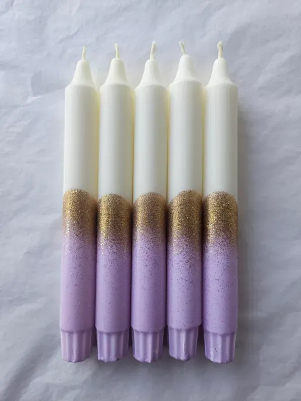 Mrs Miccio - Stearinlys Glitter Violet Gold