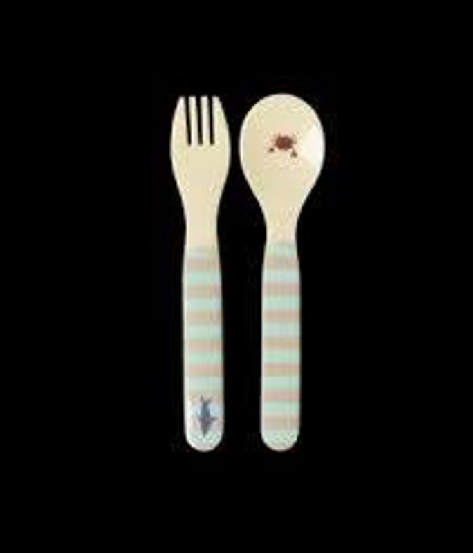 Rice - Bestikksett Ocean print blue